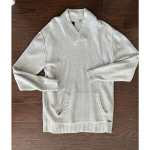 Buckle JB Holt Cream Shawl Neck Cotton Sweater Mens XL